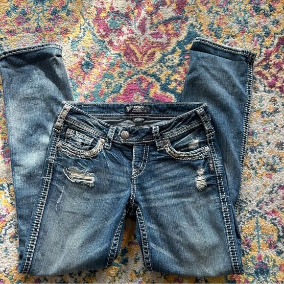 Insane Y2k grunge mallgoth super low rise distressed ribcage jeans by SIlver - Picture 3 of 4